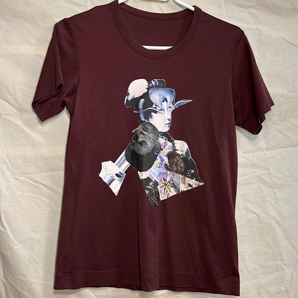 JNBY Burgundy Avant-Garde Japanese Geisha Graphic T-Shirt Women’s Size L